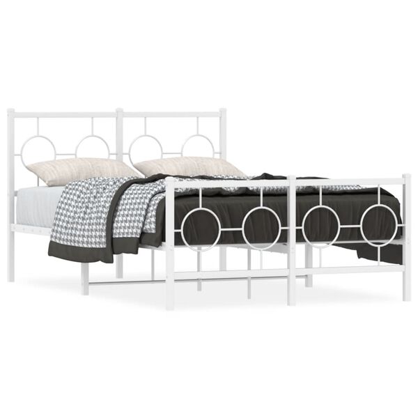 vidaXL Estructura cama sin colch&oacute;n con estribo metal blanco 120x200 cm