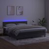 vidaXL Cama box spring colch&oacute;n y LED terciopelo gris oscuro 180x200 cm