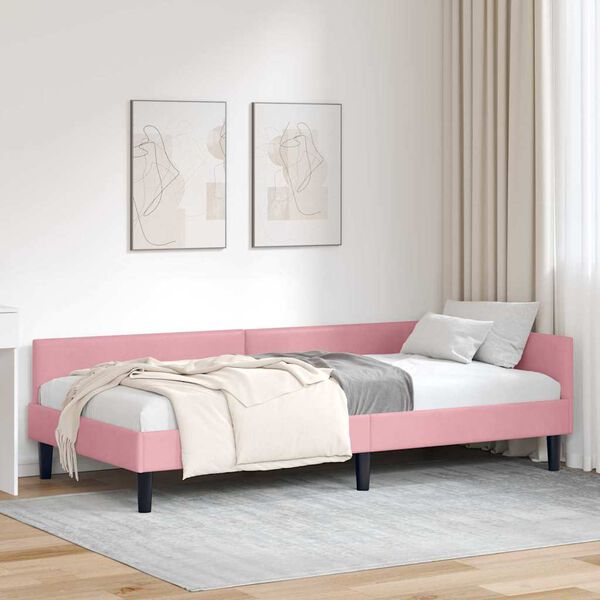 vidaXL Estructura de cama en esquina con cabecera Rosa 80 cm x 200 cm