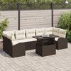 vidaXL Conjunto de sof&aacute; de jard&iacute;n 8 pcs Marr&oacute;n Rattan de Poli&eacute;ster