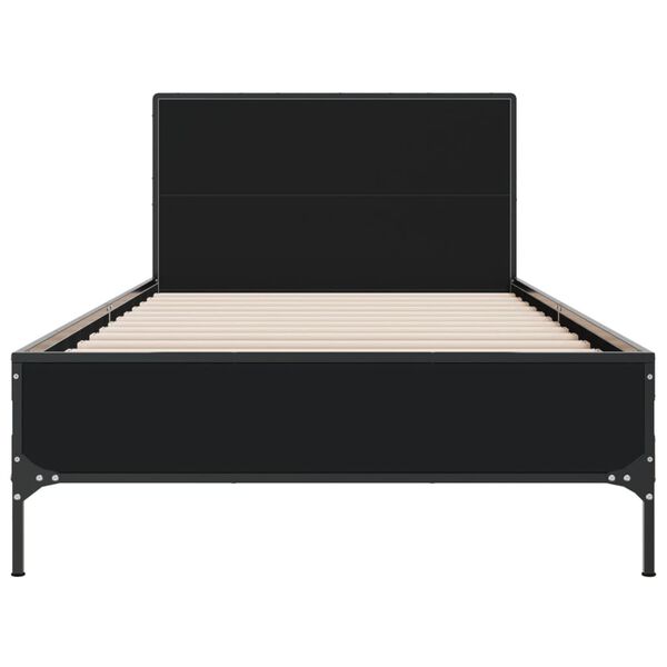 vidaXL Estructura de cama madera de ingenier&iacute;a y metal negra 75x190 cm