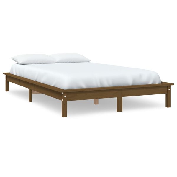 vidaXL Estructura de cama madera maciza pino marr&oacute;n miel 140x190 cm