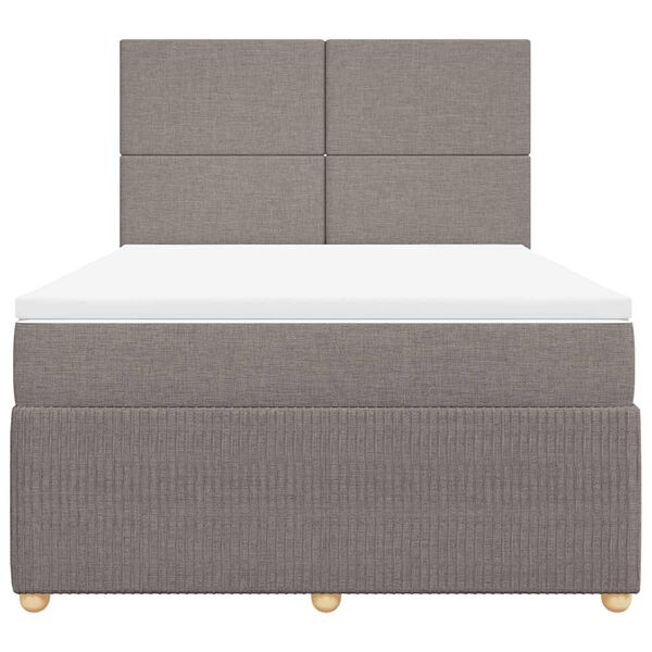 vidaXL Cama box spring con colch&oacute;n tela gris taupe 140x200 cm