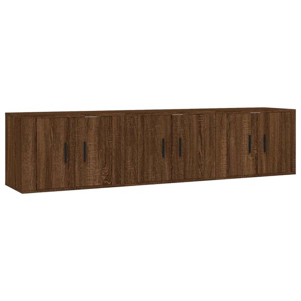 vidaXL Muebles para TV de pared 3 uds roble marr&oacute;n 57x34,5x40 cm