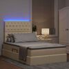 vidaXL Cama con almacenamiento y LED Crema 120 x 200 cm Poliéster