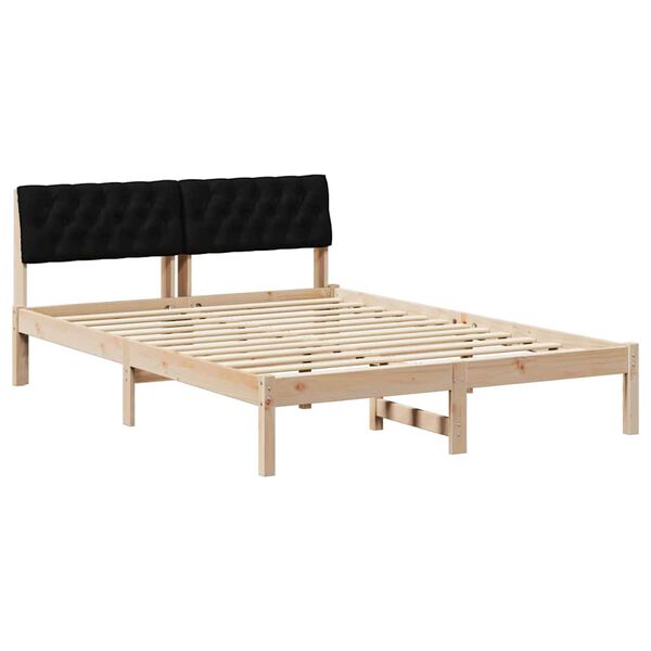 vidaXL Estructura de cama con cabecera Marr&oacute;n y negro 150 x 200 cm