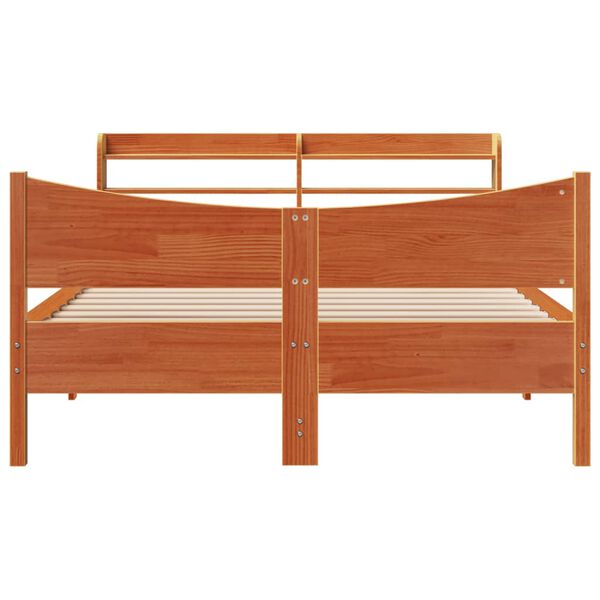 vidaXL Estructura cama con cabecero madera pino marr&oacute;n cera 140x190 cm