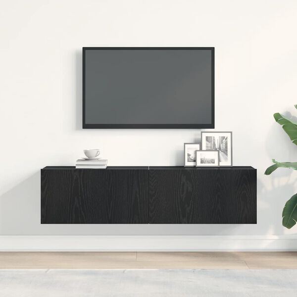 vidaXL Mueble de TV de madera de roble negro 120x30x30,5 cm