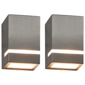 vidaXL L&aacute;mparas de pared de exterior 2 uds 35 W plateado semicircular