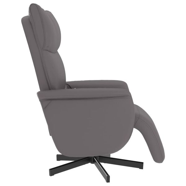 vidaXL Sill&oacute;n reclinable de masaje con reposapi&eacute;s cuero sint&eacute;tico gris