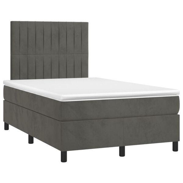 vidaXL Cama box spring con colch&oacute;n terciopelo gris oscuro 120x190 cm
