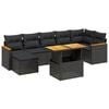 vidaXL Set de sof&aacute;s de jard&iacute;n 8 piezas y cojines rat&aacute;n sint&eacute;tico negro