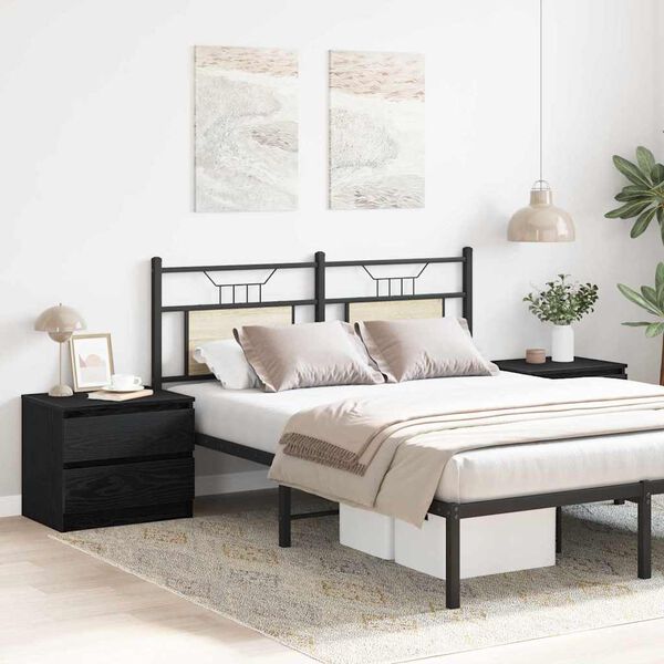 vidaXL Armario de Noche con caj&oacute;n 2 pcs Roble Negro 50 x 40 x 43,5 cm