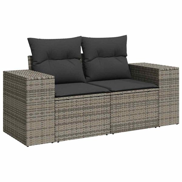 vidaXL Set de muebles de jard&iacute;n 6 pzas y cojines rat&aacute;n sint&eacute;tico gris