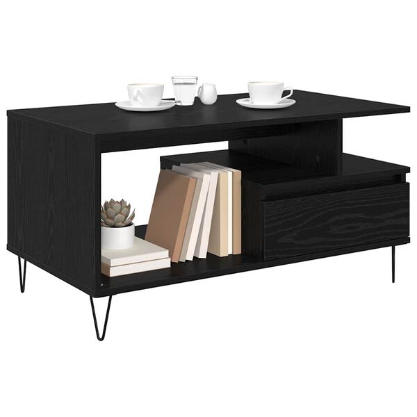 vidaXL Mesa de Caf&eacute; Roble Negro 90 x 49 x 45 cm Madera de ingenier&iacute;a