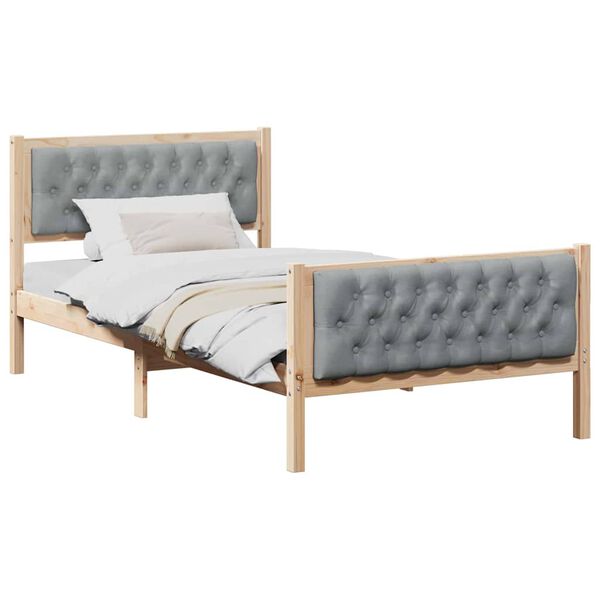 vidaXL Estructura de cama con cabecera Gris Claro 100 x 200 cm