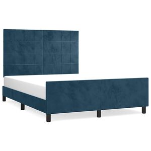 vidaXL Estructura de cama sin colch&oacute;n terciopelo azul oscuro 140x200cm
