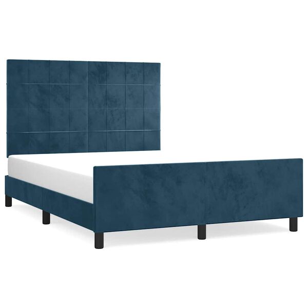 vidaXL Estructura de cama sin colch&oacute;n terciopelo azul oscuro 140x200cm