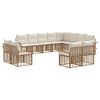 vidaXL Conjunto de sof&aacute;s de exterior 12 uds. Natural y Crema Poli&eacute;ster
