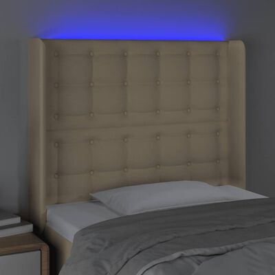 vidaXL Cabecero con LED de tela color crema 83x16x118/128 cm