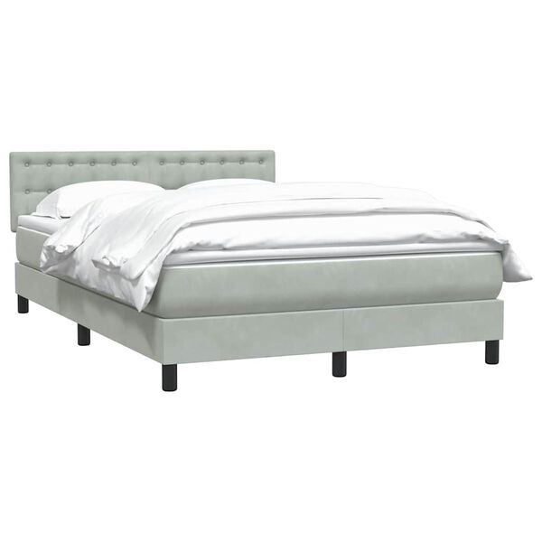 vidaXL Cama box spring con colch&oacute;n terciopelo gris claro 160x220 cm