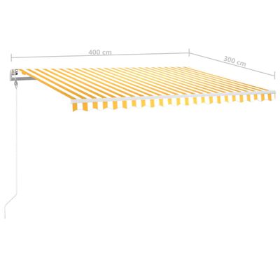 vidaXL Toldo automático LED sensor de viento amarillo blanco 400x300cm
