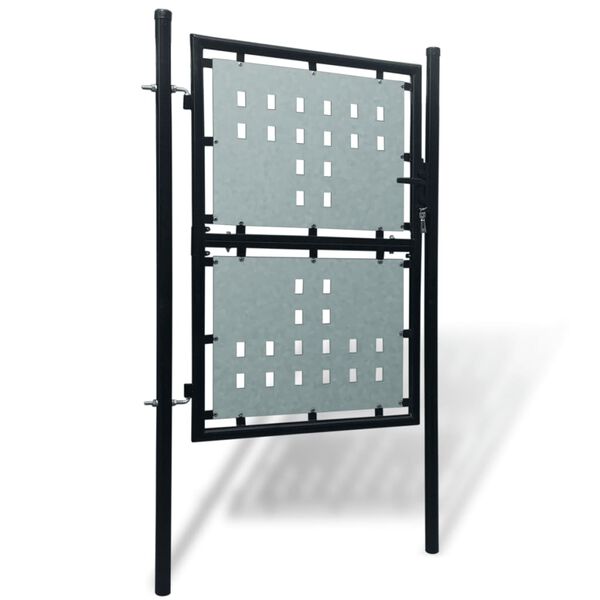 vidaXL Puerta de valla individual negra de 100 x 125 cm