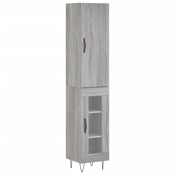 vidaXL Aparador alto madera contrachapada gris Sonoma 34,5x34x180 cm