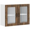 vidaXL Armario de cocina con puerta de cristal Lucca roble ahumado