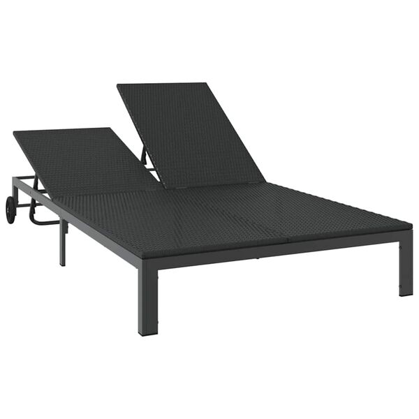 vidaXL Tumbona 2-persona Negro 60 x 200 x 27cm rat&aacute;n sint&eacute;tico
