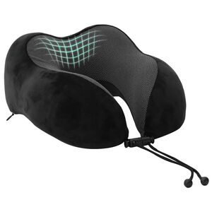 vidaXL Almohada de viaje para el cuello Negro 27 x 26 x 14 cm