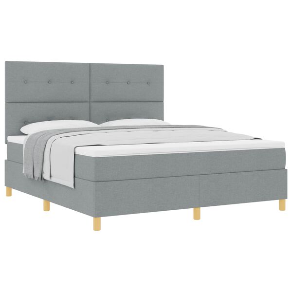 vidaXL Cama tipo Box Spring con colch&oacute;n Gris Claro 180 x 200 cm tela
