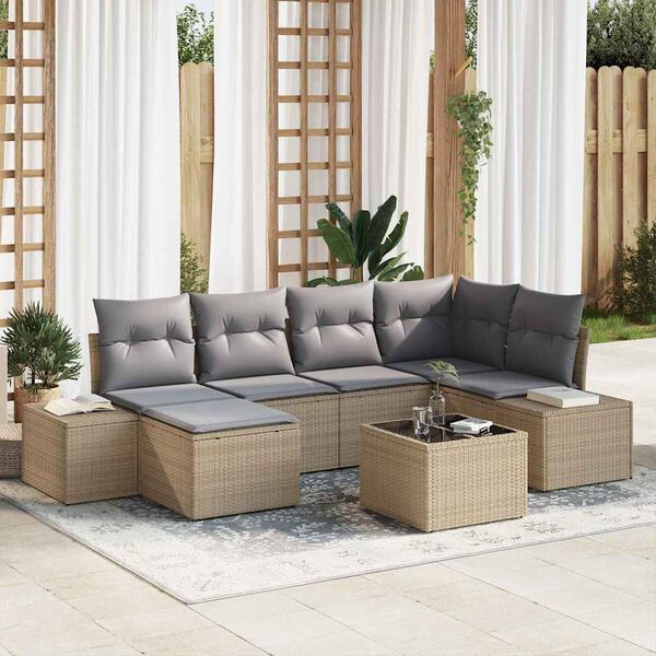 vidaXL Conjunto de sofá de jardín con cojín 6 pcs Beige y Gris Claro