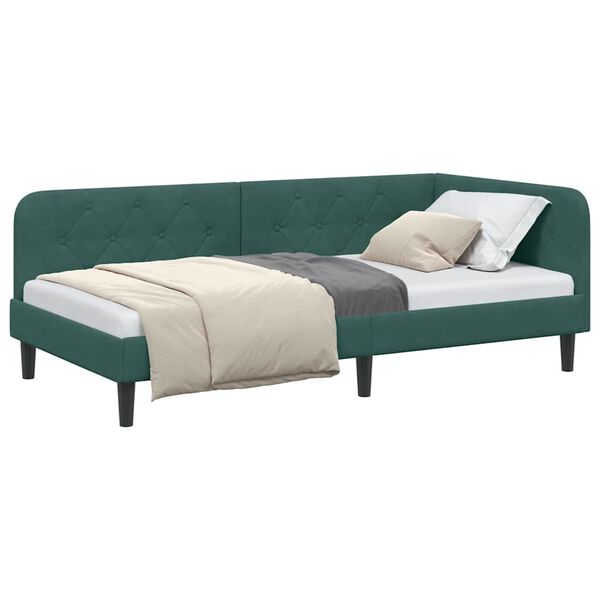vidaXL Estructura de cama en esquina Verde oscuro 90 x 190 cm