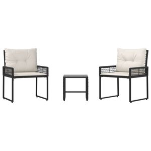 vidaXL Juego de muebles de exterior 3 uds. Negro y