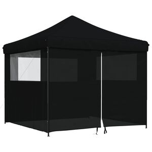 vidaXL Tienda de fiesta plegable Pop-Up con 4 paredes laterales negra