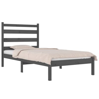vidaXL Estructura de cama de madera maciza de pino gris 100x200 cm