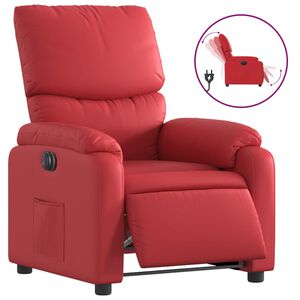 vidaXL Sill&oacute;n reclinable el&eacute;ctrico de cuero sint&eacute;tico rojo