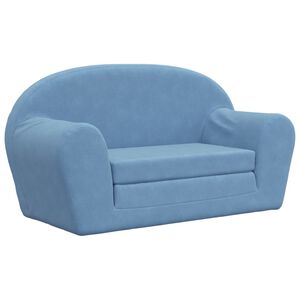 vidaXL Sof&aacute; cama de ni&ntilde;os 2 plazas felpa suave azul
