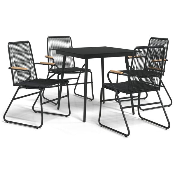 vidaXL Juego de comedor de jardín 5 piezas ratán PVC negro