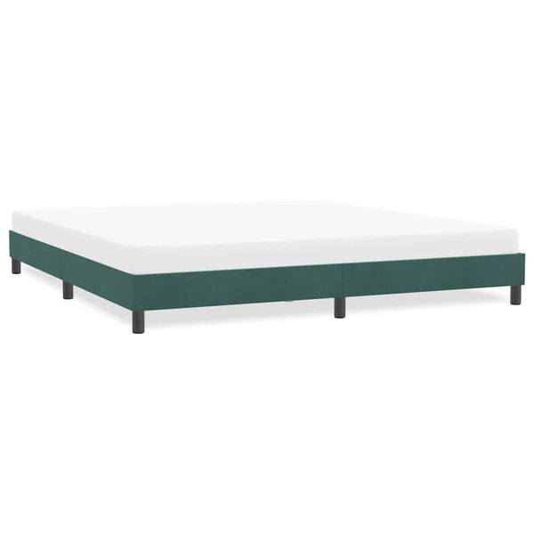 vidaXL Estructura cama sin colch&oacute;n terciopelo verde oscuro 180x210 cm