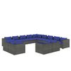 vidaXL Set de muebles de jard&iacute;n 13 pzas y cojines rat&aacute;n sint&eacute;tico gris