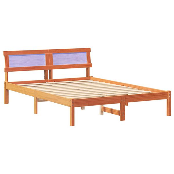 vidaXL Estructura de cama con cabecera Marr&oacute;n cera 135 x 190 cm