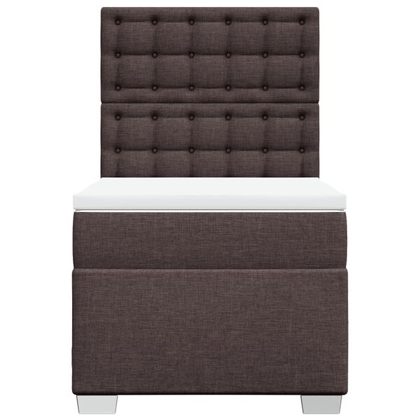 vidaXL Cama box spring con colch&oacute;n tela marr&oacute;n oscuro 80x200 cm