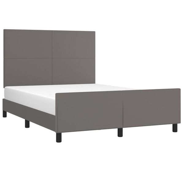 vidaXL Estructura de cama sin colch&oacute;n cuero sint&eacute;tico gris 140x190 cm