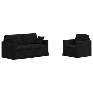vidaXL Juego de Sof&aacute; 2 pcs Negro 158 x 78 x 80 cm Terciopelo