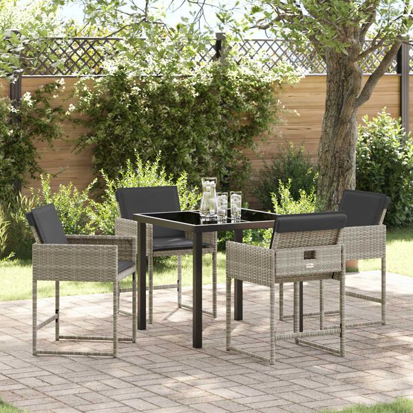 vidaXL Conjunto de Comedor de Jard&iacute;n 5 pcs Gris Claro rat&aacute;n sint&eacute;tico
