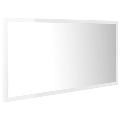 vidaXL Espejo de baño LED crílico blanco brillo 90x8,5x37 cm