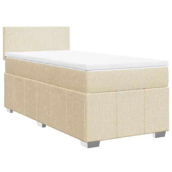 vidaXL Cama box spring con colch&oacute;n tela color crema 90x200 cm