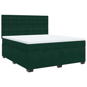 vidaXL Cama box spring con colch&oacute;n terciopelo verde oscuro 180x200 cm